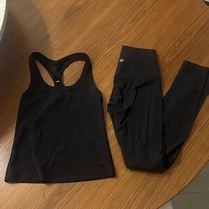 lululemon athletica Black Leggings and Tank Set 2 pant and 4 top